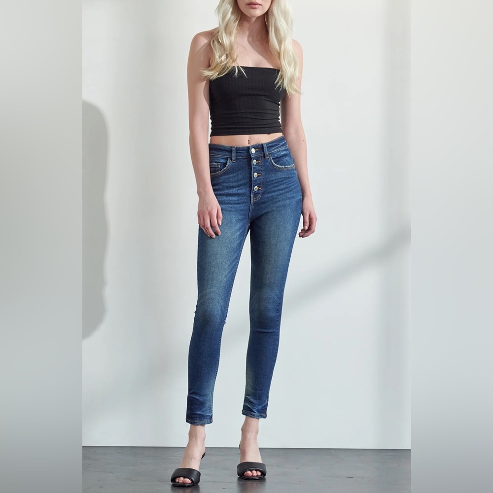 Muselooks High‎ Rise Button Fly Skinny Jeans.